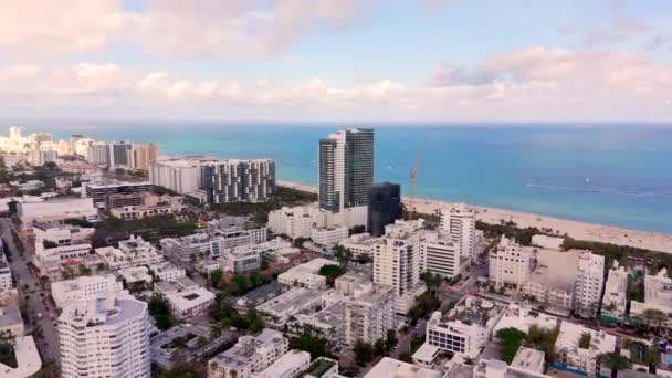 Aerial Drone Shot Miami Beach Scene 2024 — Stock Video
