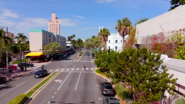 美国佛罗里达州迈阿密海滩 2024年3月15日 迈阿密海滩空中视频华盛顿大道4K 60P — 图库视频影像