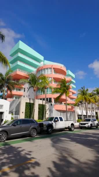 Miami Beach Usa Mars 2024 Art Deco Byggnader Miami Beach — Stockvideo