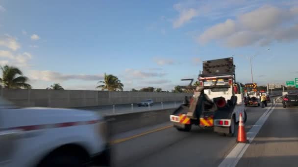 Miami Usa Března 2024 Autonehoda Blokující Hov Lanes Miami — Stock video