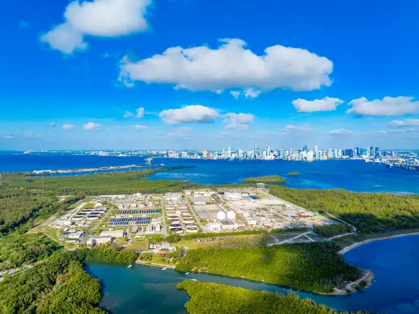 2024 Aerial Drone Photo Miami Virginia Key Water Processing Facility Стоковое Фото
