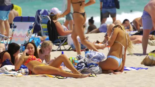 Fort Lauderdale Usa Maart 2024 College Meisjes Bikini Het Strand — Stockvideo
