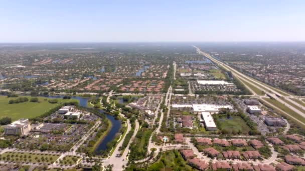 Luchtfoto Parkland Florida Zakendistrict Buurt Van Snelweg — Stockvideo