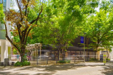 Miami FL, ABD Tasarım Bölgesi manzaralı cadde. Bulanık kişilere ve trafiğe uzun süre maruz kalma