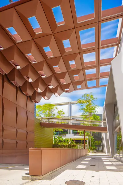 stock image Walkway Miami design district. Modern outdoor spaces. Long exposure photography