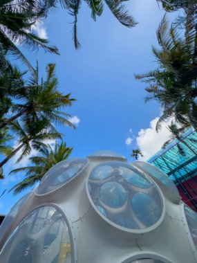 Miami, FL, USA - June 19, 2024: Buckminster Fullers Flys Eye Dome Miami Design District clipart