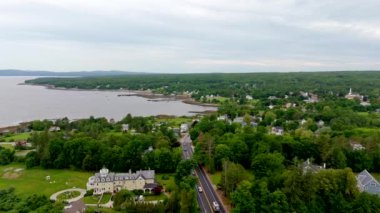 Searsport Maine USA Penobscot Körfezi. 4k hava aracı videosu