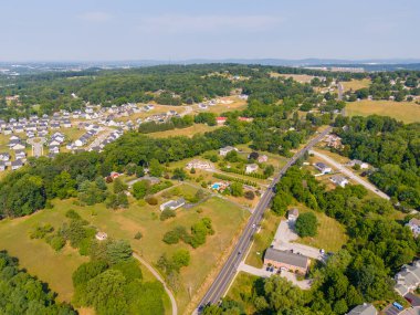 Pennsylvania, ABD 'de, York' taki kırsal evlerde havadan çekilmiş fotoğraflar.