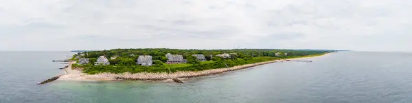 stock image Aerial panorama coastal neighborhood residential homes Marthas vineyard