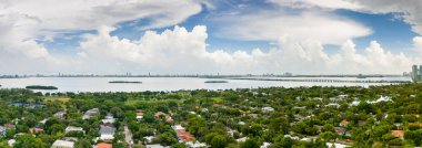 Morningside Miami residential neighborhood adjacent to Biscayne Bay. Storm surge flood zone clipart