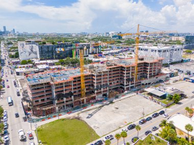 Miami, FL, USA - August 22, 2024: NoMad Residences, luxury condos Miami Wynwood under construction clipart