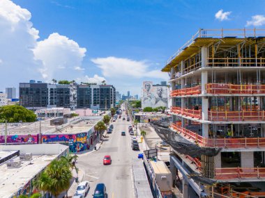 Miami, FL, USA - August 22, 2024: Wynwood Miami view down NW 2nd Avenue clipart