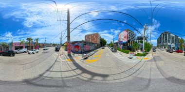 Miami, FL, ABD - 25 Ağustos 2024: Sanal gerçeklik 360 fotoğraf Wynwood Miami 2024