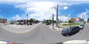 Miami, FL, ABD - 24 Ağustos 2024: Wynwood Miami, FL USA 2024. 360 'lık kamerada 8km' lik çekim.