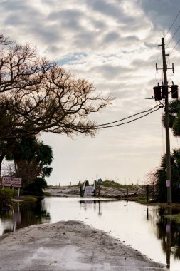 Sel basmış sahil yolları St Petersburg Florida Kasırgası Milton sonrası
