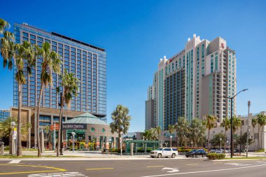 Tampa, FL, USA - October 24, 2024: Downtown Tampa Florida, Dick Greco Plaza 2024