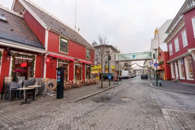 Reykjavik, İzlanda - 26 Kasım 2024: Reykjavik Streetview Kasım 2024