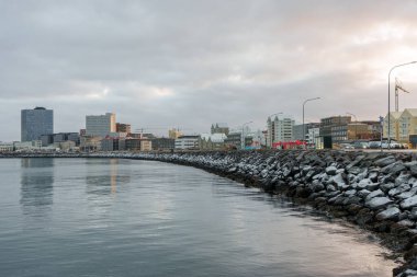 Reykjavik, İzlanda 2024 kıyıdan görünüyor