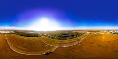 Havadan çekilen 360 küresel fotoğraf Miami Dade 'in eşit dikdörtgen 3d görünümü