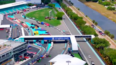 Miami, FL, ABD - 5 Mayıs 2025: Miami Grand Prix 1 pisti 4k 24p