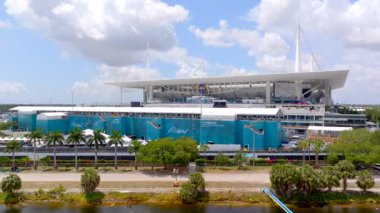 Miami, FL, ABD - 5 Mayıs 2025 Hard Rock Stadyumu. Miami Grand PRix Formula 1 Yarışı sonrası hava görüntüsü 2025