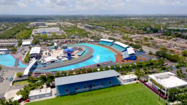 Miami, FL, ABD - 5 Mayıs 2025 Miami Grand Prix 2025 pisti. Olay tamamlandıktan sonra havadan çekilen video