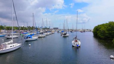 Miami, FL, ABD - 22 Nisan 2025: Havacılık stoku video demirleme alanı Hindistan cevizi korusu Miami Florida 2025