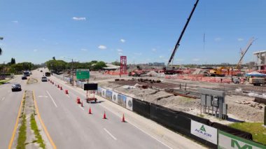 Miami, FL, USA - September 30, 2025: Miami Freedom Park soccer stadium construction site entrance