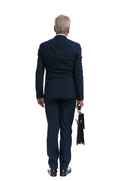 Full Body Picture Rear View Old Businessman Standing His Back — Foto Stock