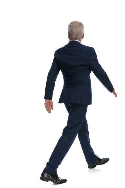 Full Body Picture Rear View Old Businessman Walking One Way — Foto Stock
