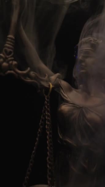 Σχέδιο Βίντεο Δεμένα Μάτια Χάλκινο Άγαλμα Νόμου Κρατώντας Μια Κλίμακα — Αρχείο Βίντεο