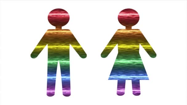 Lgbt Man Woman Icon Rainbow Abstract Lesbian Gay Bisexual Transgender — Vídeo de Stock