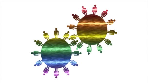 Lgbt 2つの世界アイコン虹抽象的なレズビアン バイセクシャル トランスジェンダーの旗 — ストック動画