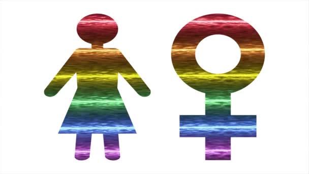 Lgbt Woman Sign Icon Rainbow Abstract Lesbian Gay Bisexual Transgender — Stockvideo