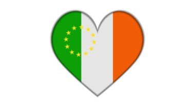 Heart shaped European Union and Ireland flag