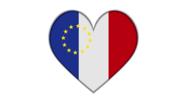 Heart Shaped European Union France Flag — Videoclip de stoc