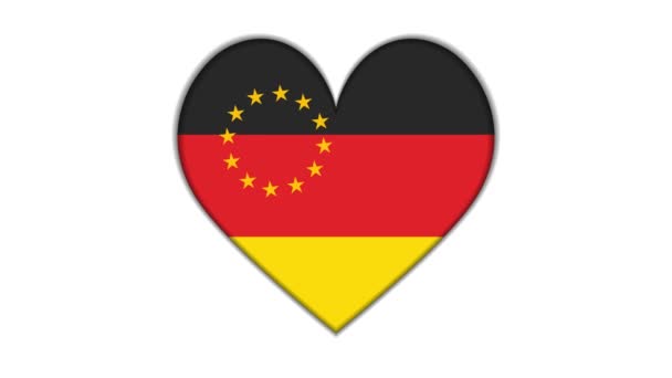 Heart Shaped European Union Germany Flag — Stok video