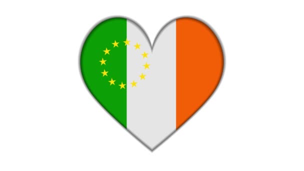 Heart Shaped European Union Ireland Flag — Vídeo de stock