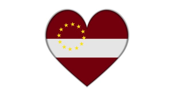 Heart Shaped European Union Latvia Flag — Stok video