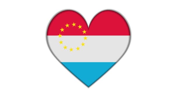Heart Shaped European Union Luxembourg Flag — Stok video