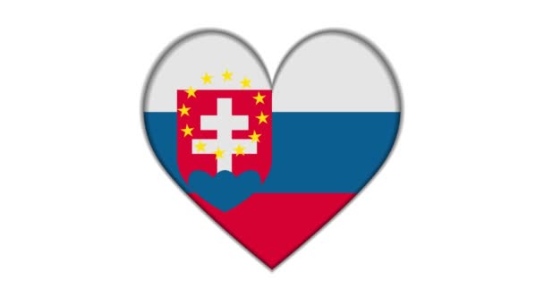 Heart Shaped European Union Slovakia Flag — Stok video