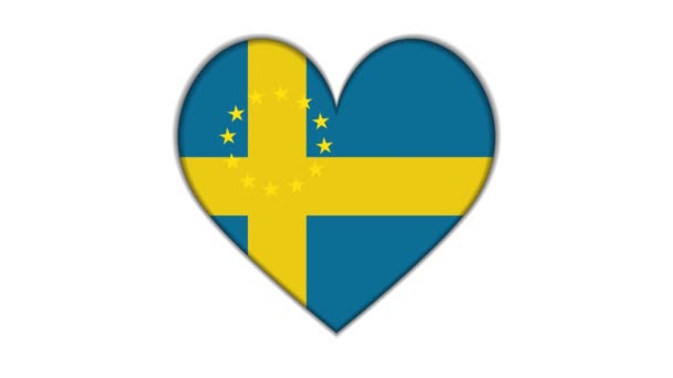 Heart Shaped European Union Sweden Flag — Stok video