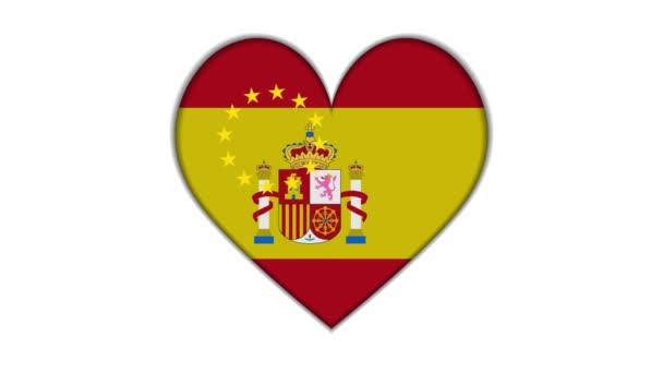 Heart Shaped European Union Spain Flag — Stok video