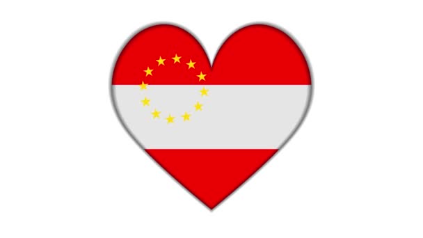 Heart Shaped European Union Austria Flag — Vídeo de stock