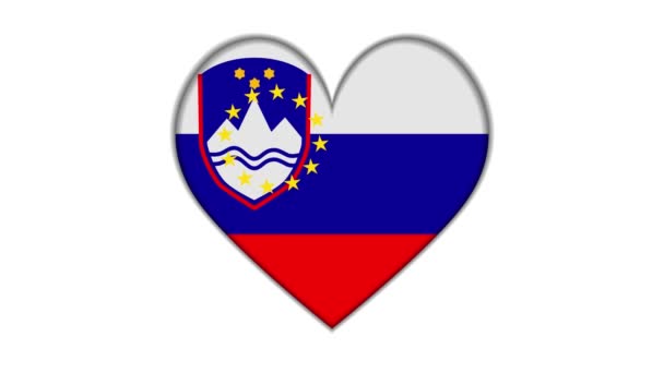Heart Shaped European Union Slovenia Flag — Vídeos de Stock