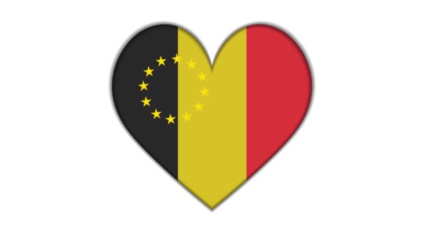 Heart Shaped European Union Belgium Flag — Stok video