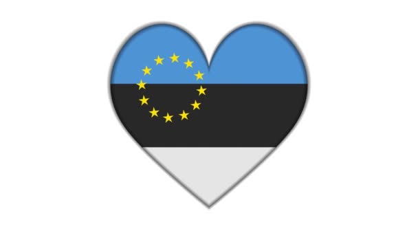 Heart Shaped European Union Estonia Flag — Wideo stockowe
