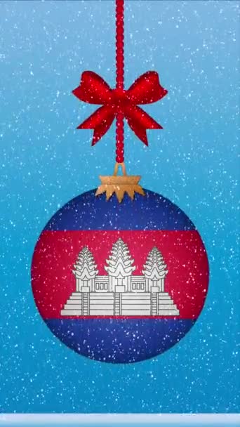 캄보디아의 깃발과 크리스마스 떨어지는 — 비디오