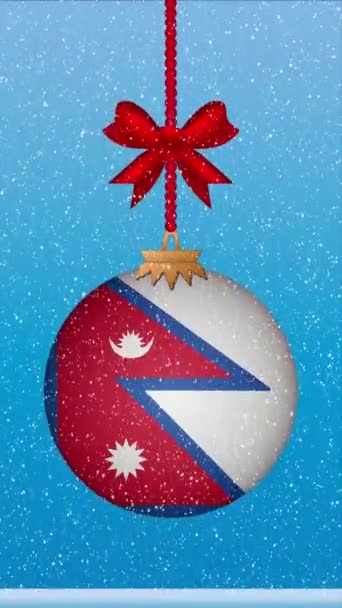네팔의 깃발과 크리스마스 떨어지는 — 비디오