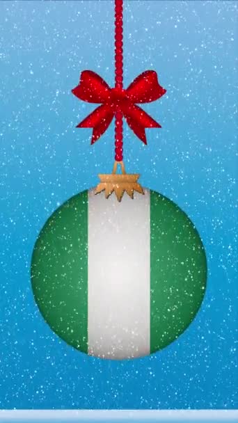 Nijerya Bayrağıyla Noel Balosuna Kar Yağıyor — Stok video